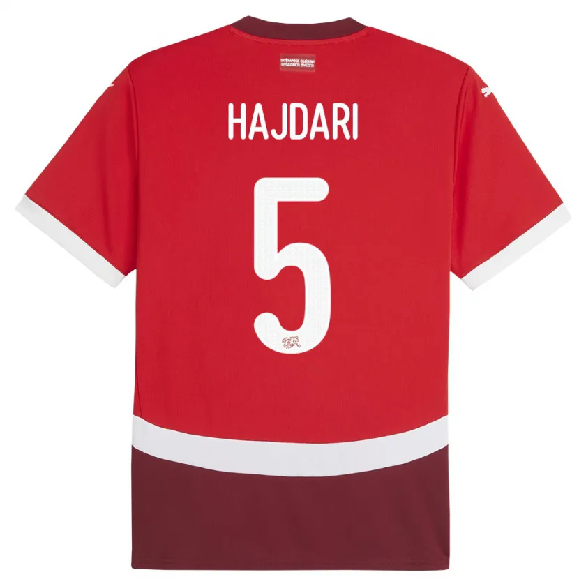Danxen Kinder Schweiz Albian Hajdari #5 Rot Heimtrikot Trikot 24-26 T-Shirt Schweiz