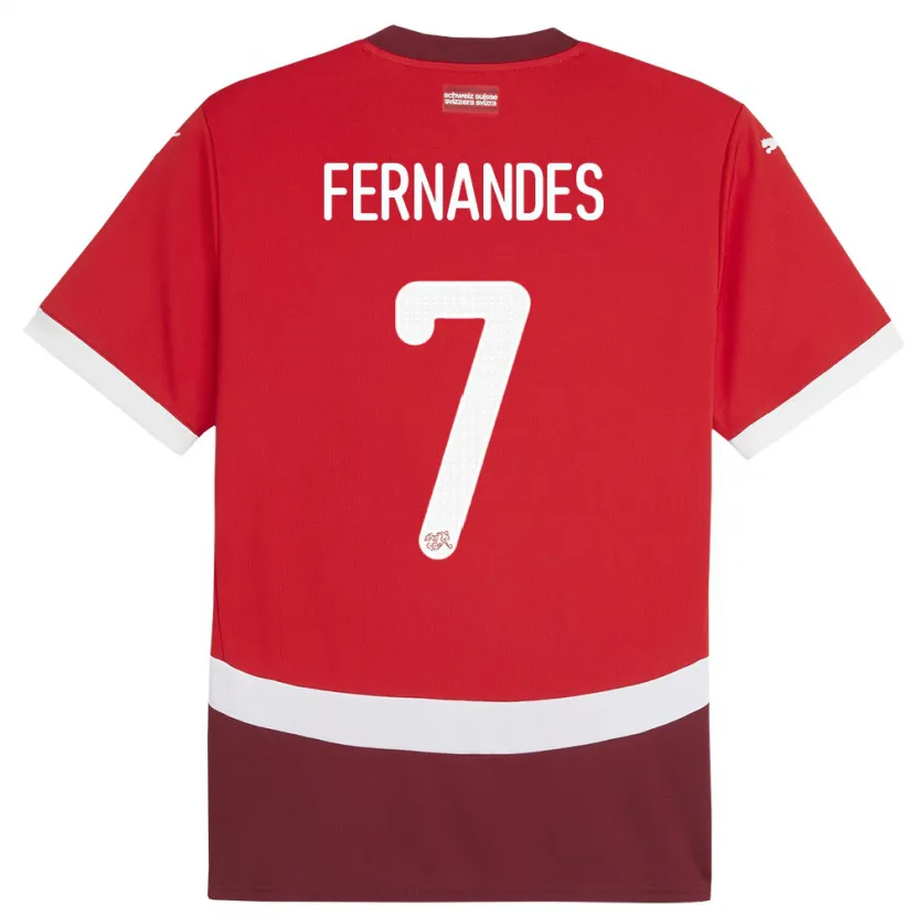 Danxen Kinder Schweiz Ruben Fernandes #7 Rot Heimtrikot Trikot 24-26 T-Shirt Schweiz