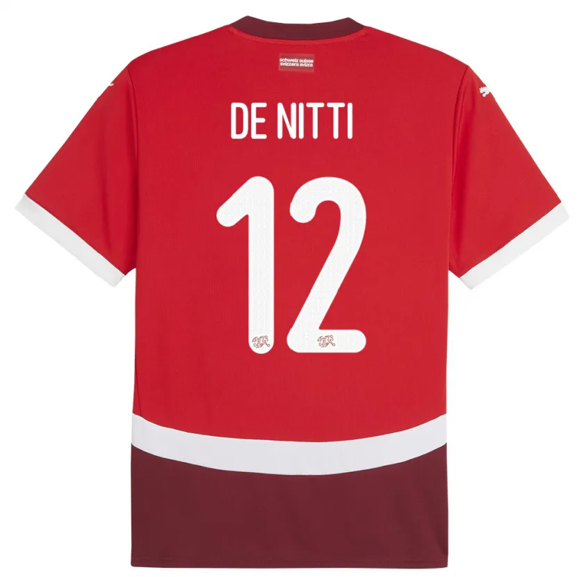 Danxen Kinder Schweiz Gianni De Nitti #12 Rot Heimtrikot Trikot 24-26 T-Shirt Schweiz