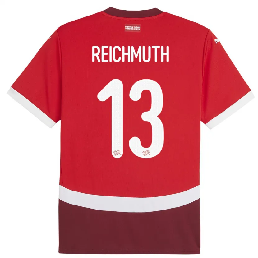 Danxen Kinder Schweiz Miguel Reichmuth #13 Rot Heimtrikot Trikot 24-26 T-Shirt Schweiz