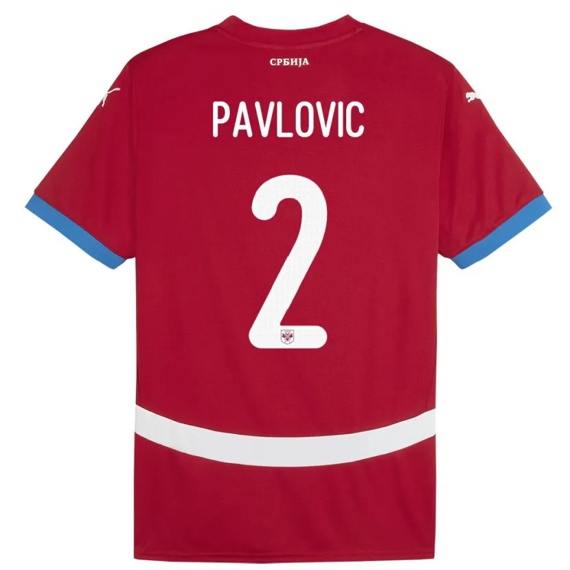 Danxen Kinder Serbien Strahinja Pavlovic #2 Rot Heimtrikot Trikot 24-26 T-Shirt Schweiz