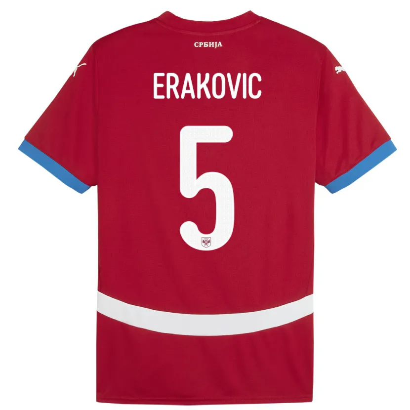 Danxen Kinder Serbien Strahinja Erakovic #5 Rot Heimtrikot Trikot 24-26 T-Shirt Schweiz