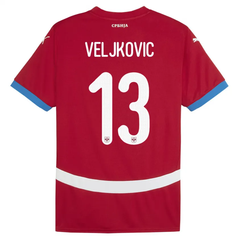 Danxen Kinder Serbien Milos Veljkovic #13 Rot Heimtrikot Trikot 24-26 T-Shirt Schweiz