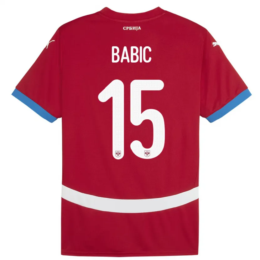 Danxen Kinder Serbien Srdjan Babic #15 Rot Heimtrikot Trikot 24-26 T-Shirt Schweiz