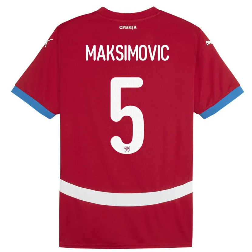 Danxen Kinder Serbien Nemanja Maksimovic #5 Rot Heimtrikot Trikot 24-26 T-Shirt Schweiz