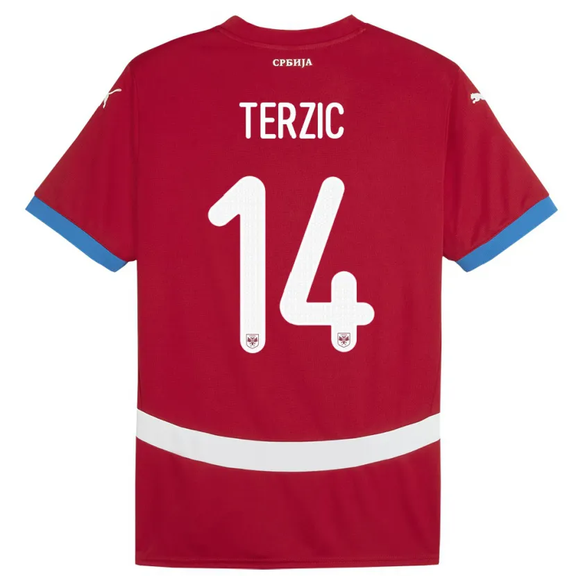 Danxen Kinder Serbien Aleksa Terzic #14 Rot Heimtrikot Trikot 24-26 T-Shirt Schweiz