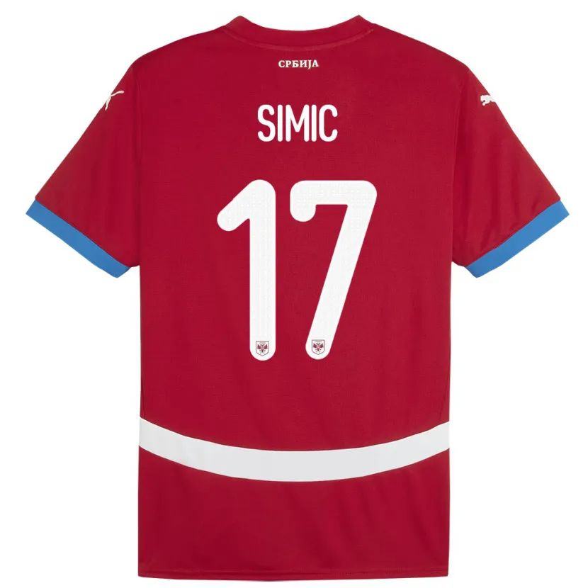 Danxen Kinder Serbien Jan Carlo Simic #17 Rot Heimtrikot Trikot 24-26 T-Shirt Schweiz