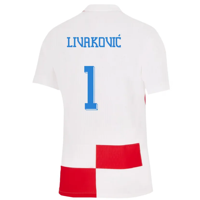 Danxen Kinder Kroatien Dominik Livakovic #1 Weiß Rot Heimtrikot Trikot 24-26 T-Shirt Schweiz