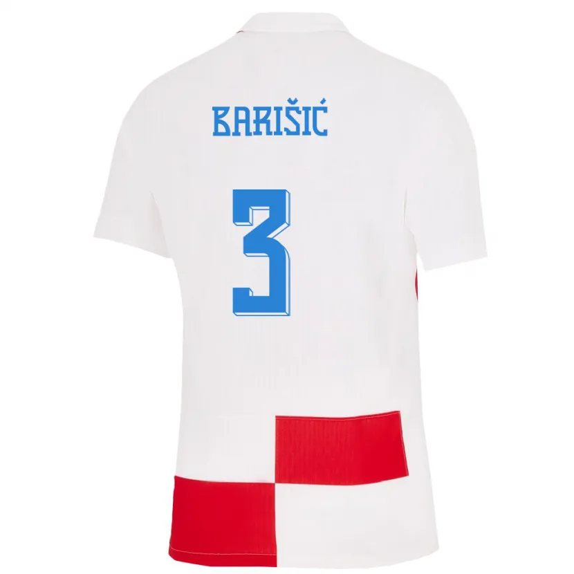 Danxen Kinder Kroatien Borna Barisic #3 Weiß Rot Heimtrikot Trikot 24-26 T-Shirt Schweiz