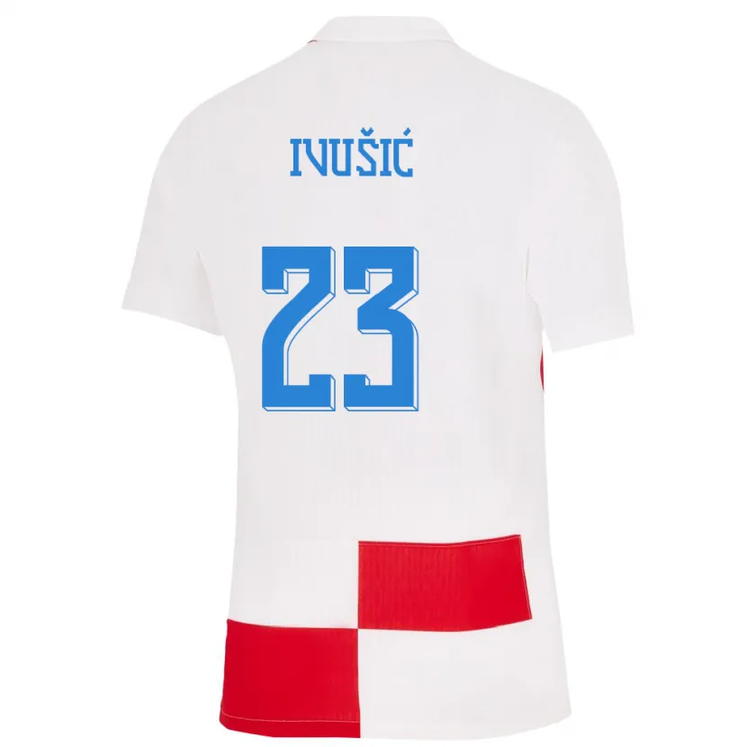 Danxen Kinder Kroatien Ivica Ivusic #23 Weiß Rot Heimtrikot Trikot 24-26 T-Shirt Schweiz