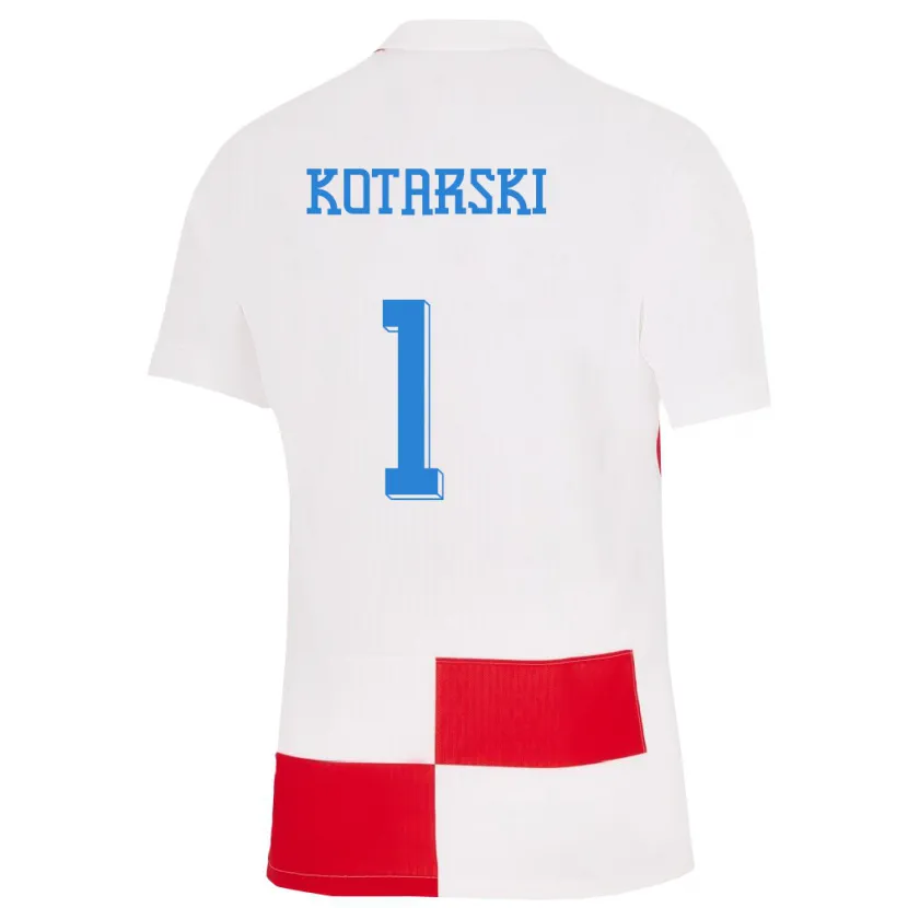 Danxen Kinder Kroatien Dominik Kotarski #1 Weiß Rot Heimtrikot Trikot 24-26 T-Shirt Schweiz