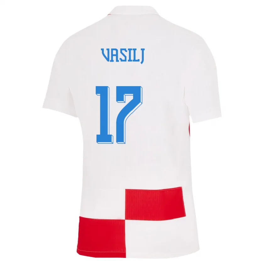 Danxen Kinder Kroatien Jakov Anton Vasilj #17 Weiß Rot Heimtrikot Trikot 24-26 T-Shirt Schweiz