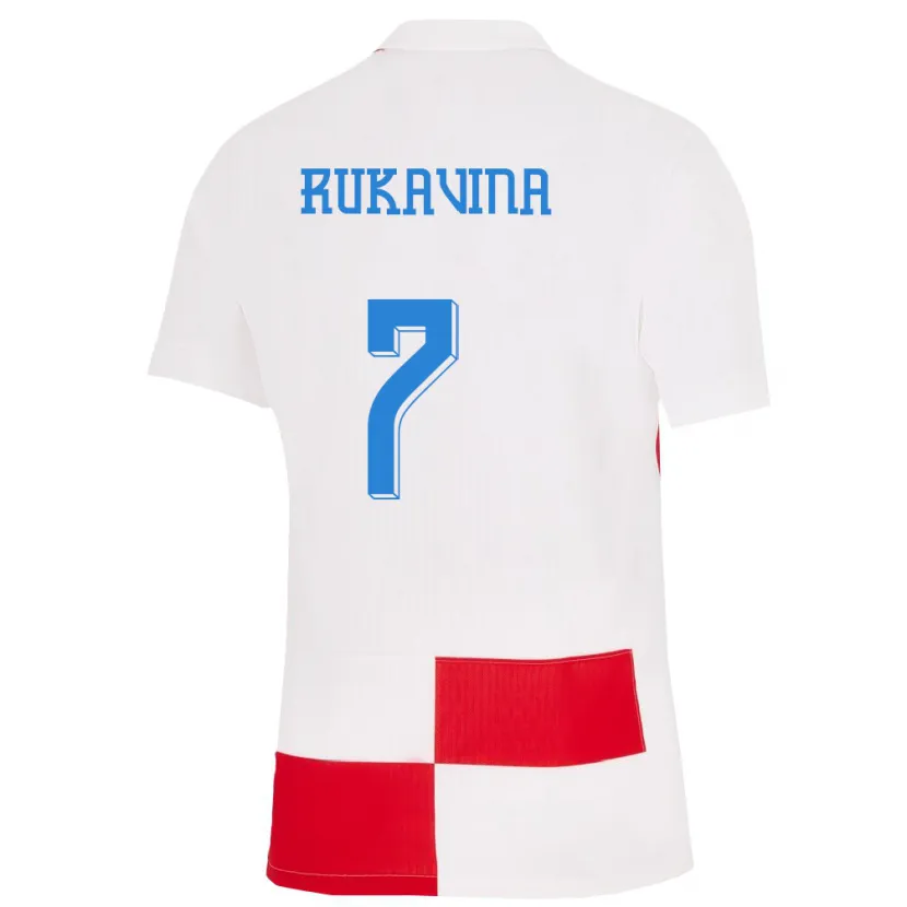 Danxen Kinder Kroatien Gabriel Rukavina #7 Weiß Rot Heimtrikot Trikot 24-26 T-Shirt Schweiz