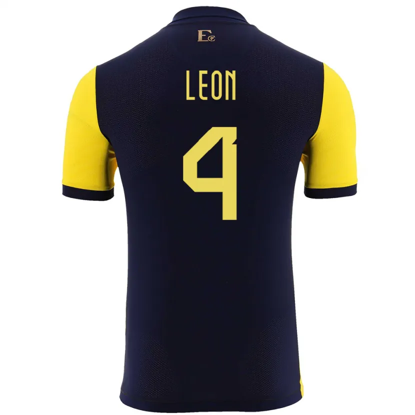 Danxen Kinder Ecuador Fernando Leon #4 Gelb Heimtrikot Trikot 24-26 T-Shirt Schweiz
