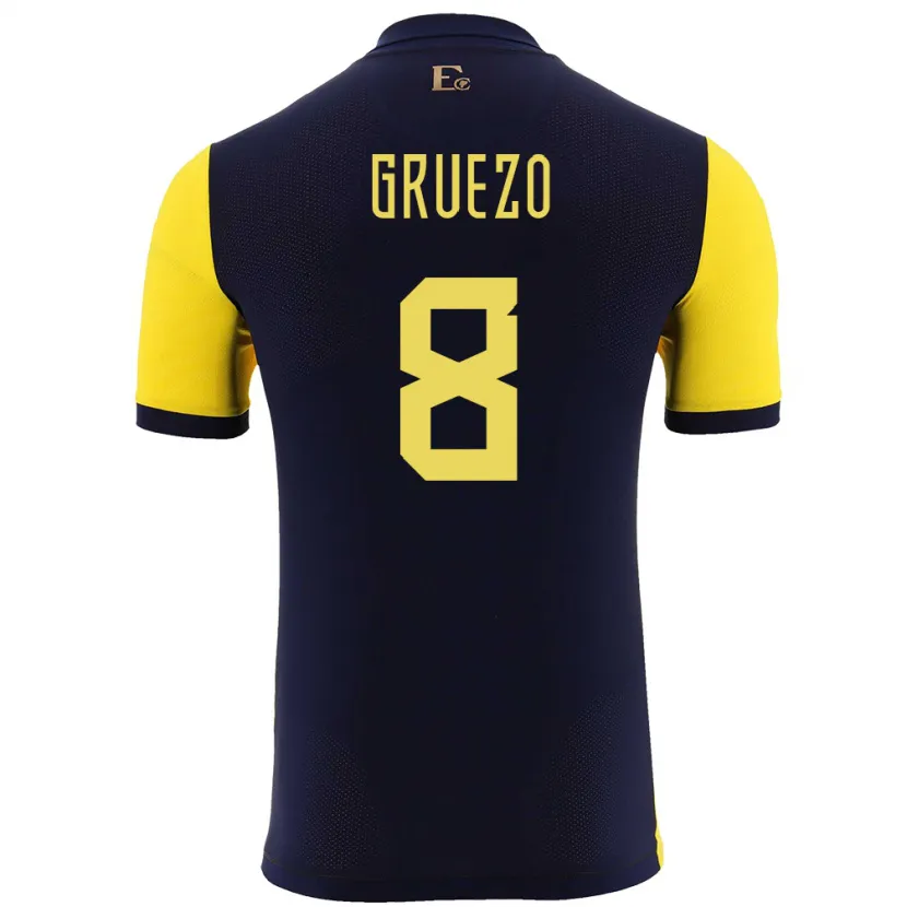 Danxen Kinder Ecuador Carlos Gruezo #8 Gelb Heimtrikot Trikot 24-26 T-Shirt Schweiz