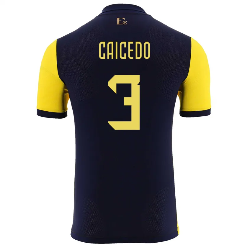 Danxen Kinder Ecuador Jessy Caicedo #3 Gelb Heimtrikot Trikot 24-26 T-Shirt Schweiz