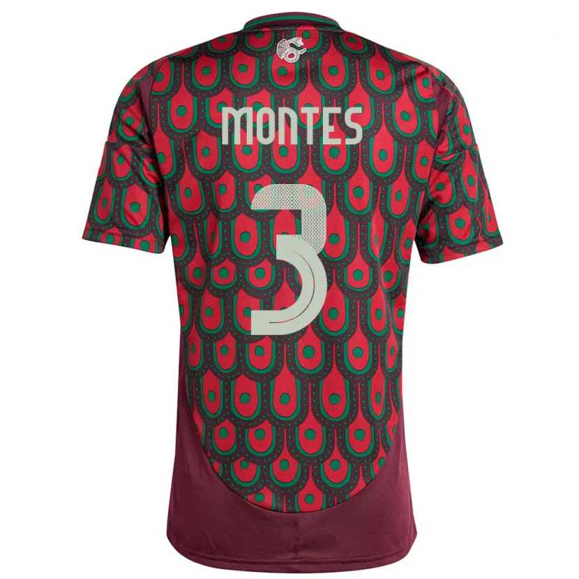 Danxen Kinder Mexiko Cesar Montes #3 Kastanienbraun Heimtrikot Trikot 24-26 T-Shirt Schweiz