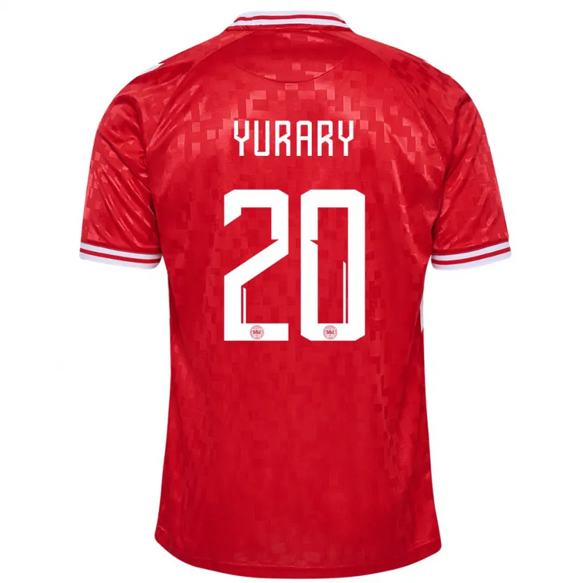 Danxen Kinder Dänemark Yussuf Poulsen #20 Rot Heimtrikot Trikot 24-26 T-Shirt Schweiz