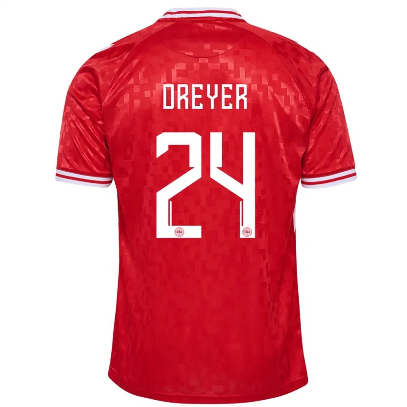 Danxen Kinder Dänemark Anders Dreyer #24 Rot Heimtrikot Trikot 24-26 T-Shirt Schweiz