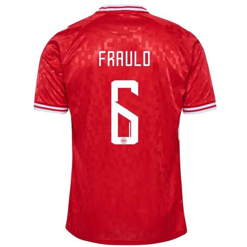 Danxen Kinder Dänemark Oscar Fraulo #6 Rot Heimtrikot Trikot 24-26 T-Shirt Schweiz