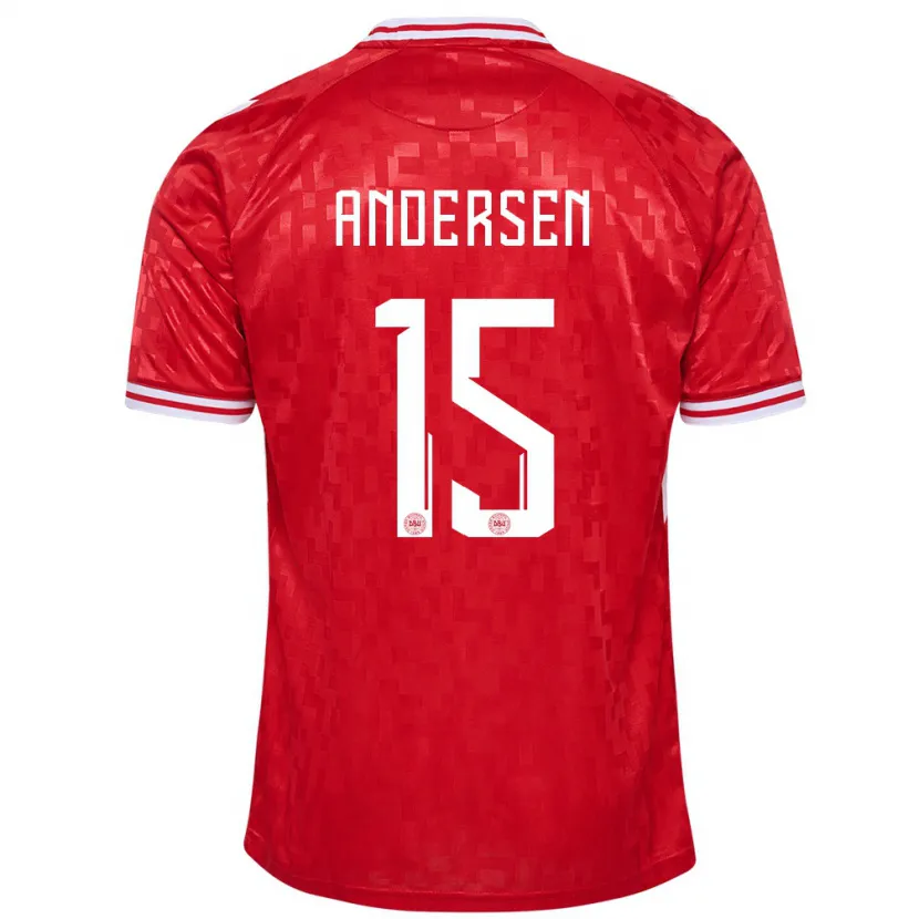 Danxen Kinder Dänemark Jacob Andersen #15 Rot Heimtrikot Trikot 24-26 T-Shirt Schweiz