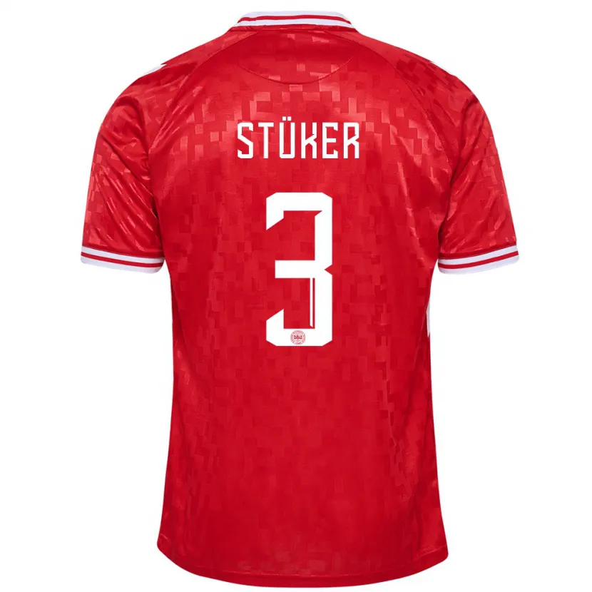 Danxen Kinder Dänemark Simon Stüker #3 Rot Heimtrikot Trikot 24-26 T-Shirt Schweiz