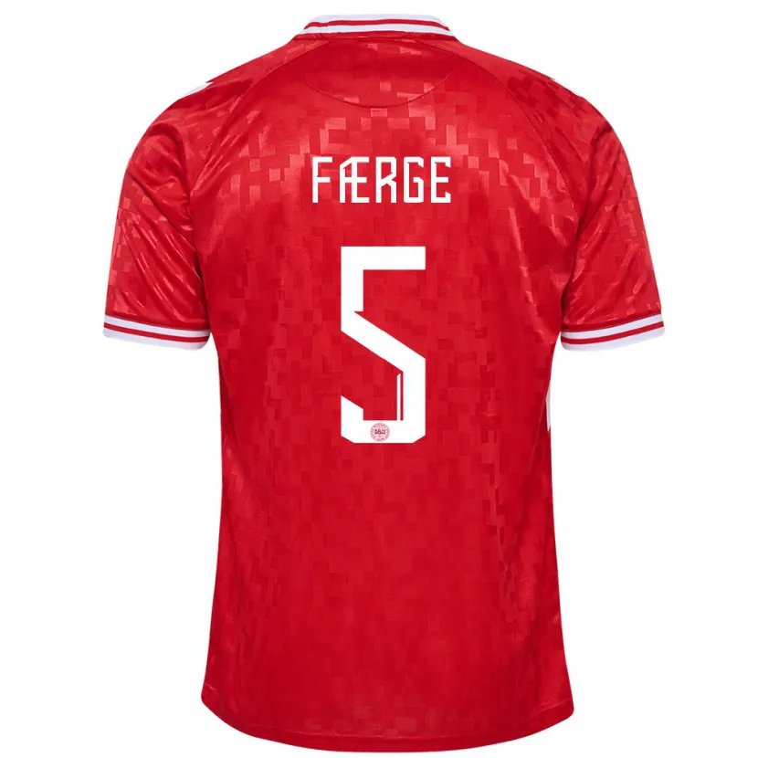 Danxen Kinder Dänemark Emma Færge #5 Rot Heimtrikot Trikot 24-26 T-Shirt Schweiz
