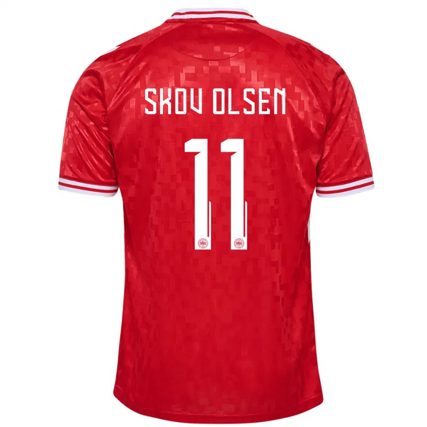 Danxen Kinder Dänemark Andreas Skov Olsen #11 Rot Heimtrikot Trikot 24-26 T-Shirt Schweiz