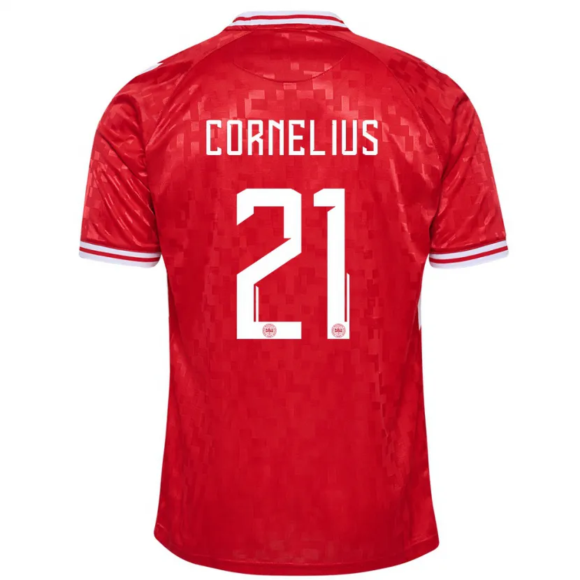Danxen Kinder Dänemark Andreas Cornelius #21 Rot Heimtrikot Trikot 24-26 T-Shirt Schweiz