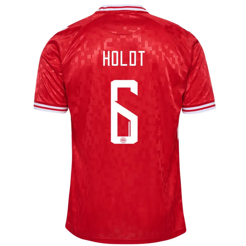 Danxen Kinder Dänemark Olivia Holdt #6 Rot Heimtrikot Trikot 24-26 T-Shirt Schweiz