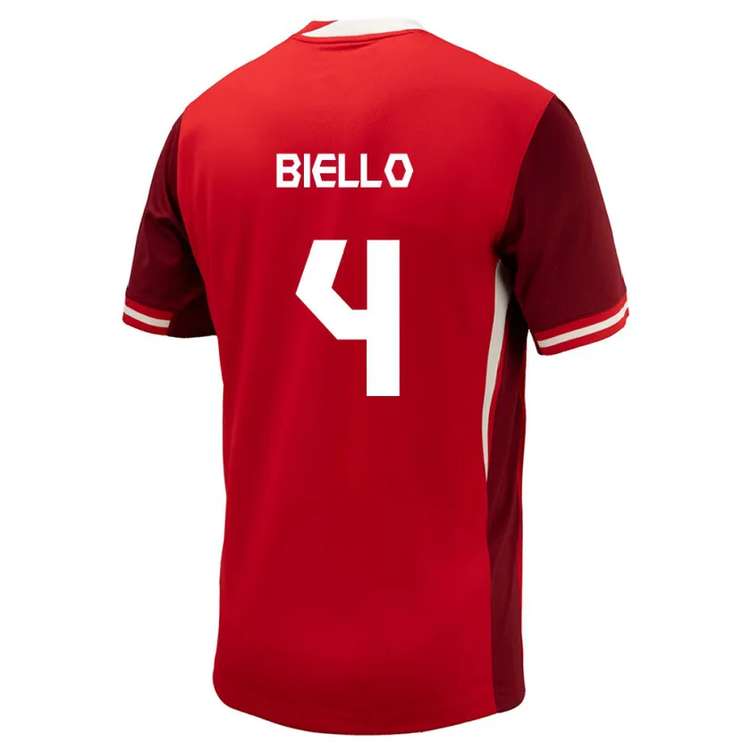 Danxen Kinder Kanada Alessandro Biello #4 Rot Heimtrikot Trikot 24-26 T-Shirt Schweiz