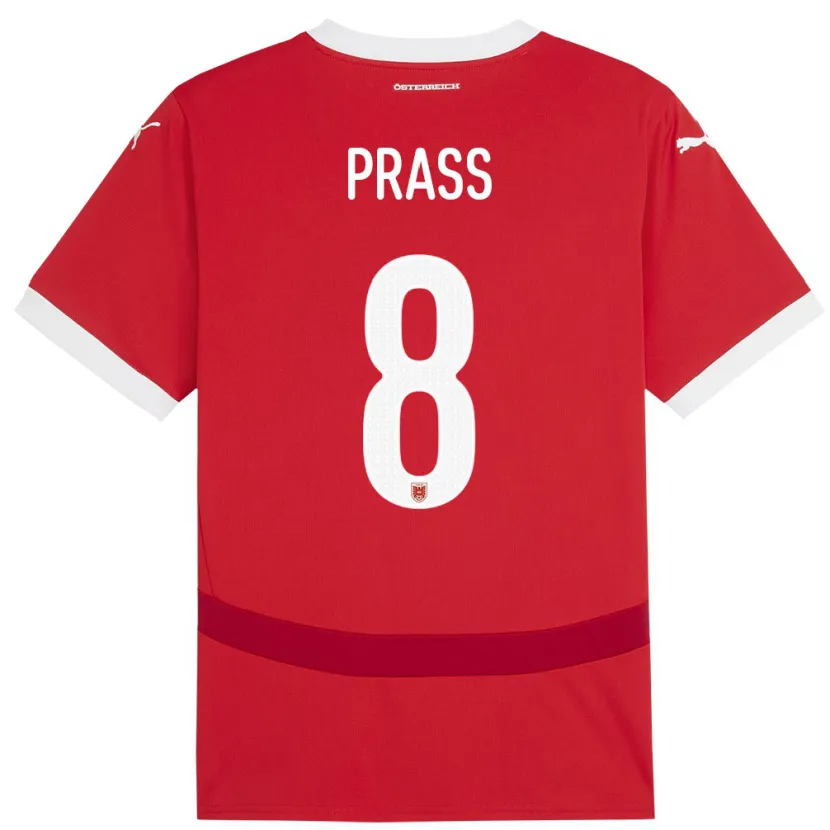 Danxen Kinder Österreich Alexander Prass #8 Rot Heimtrikot Trikot 24-26 T-Shirt Schweiz
