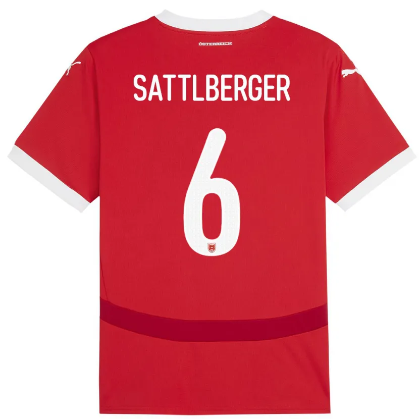Danxen Kinder Österreich Nikolas Sattlberger #6 Rot Heimtrikot Trikot 24-26 T-Shirt Schweiz