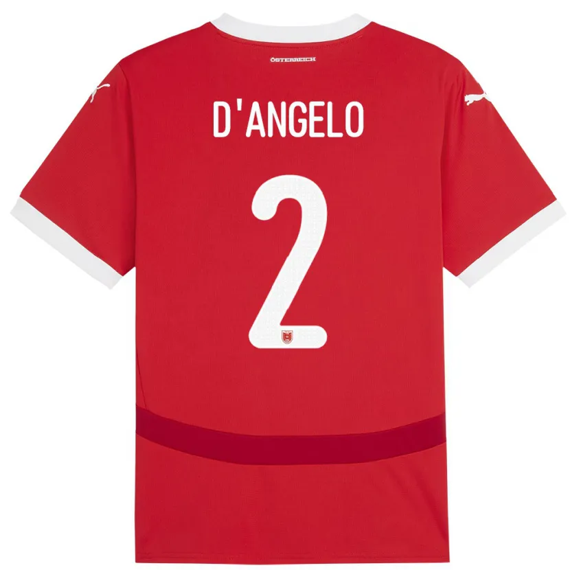 Danxen Kinder Österreich Chiara D’angelo #2 Rot Heimtrikot Trikot 24-26 T-Shirt Schweiz