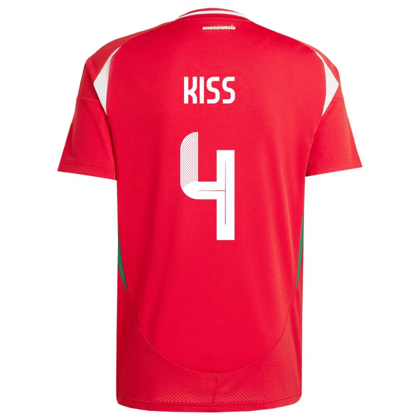 Danxen Kinder Ungarn Bálint Kiss #4 Rot Heimtrikot Trikot 24-26 T-Shirt Schweiz
