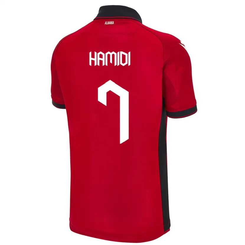 Danxen Kinder Albanien Mimoza Hamidi #7 Rot Heimtrikot Trikot 24-26 T-Shirt Schweiz