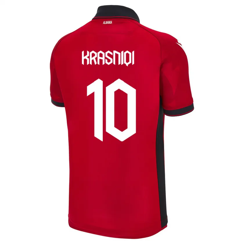 Danxen Kinder Albanien Qëndresa Krasniqi #10 Rot Heimtrikot Trikot 24-26 T-Shirt Schweiz