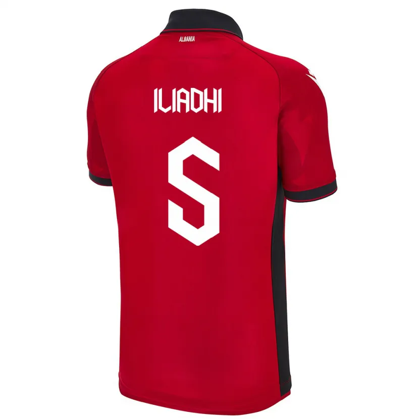 Danxen Kinder Albanien Aglia Iliadhi #5 Rot Heimtrikot Trikot 24-26 T-Shirt Schweiz