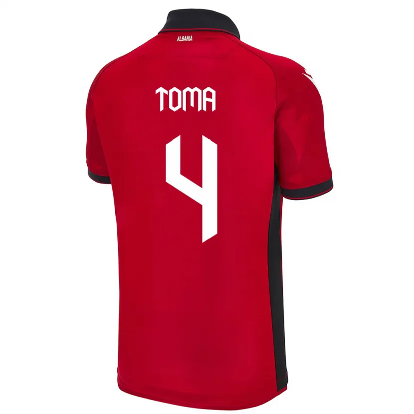 Danxen Kinder Albanien Stella Toma #4 Rot Heimtrikot Trikot 24-26 T-Shirt Schweiz