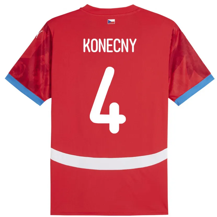 Danxen Kinder Tschechien Mikulas Konecny #4 Rot Heimtrikot Trikot 24-26 T-Shirt Schweiz