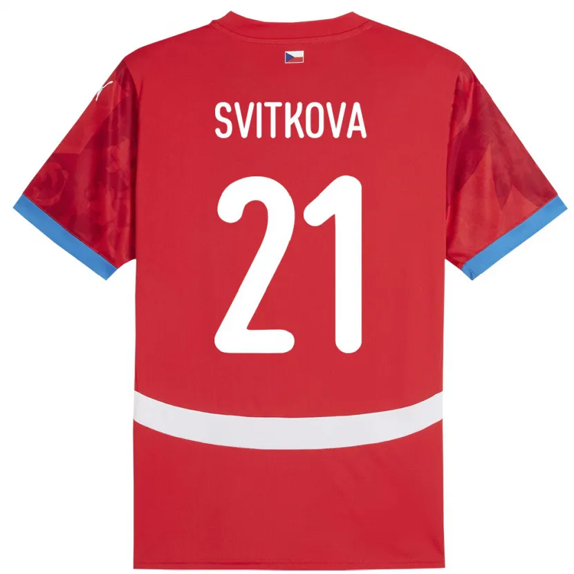 Danxen Kinder Tschechien Kateřina Svitková #21 Rot Heimtrikot Trikot 24-26 T-Shirt Schweiz