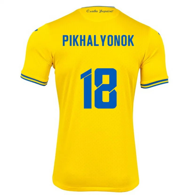 Danxen Kinder Ukraine Oleksandr Pikhalyonok #18 Gelb Heimtrikot Trikot 24-26 T-Shirt Schweiz