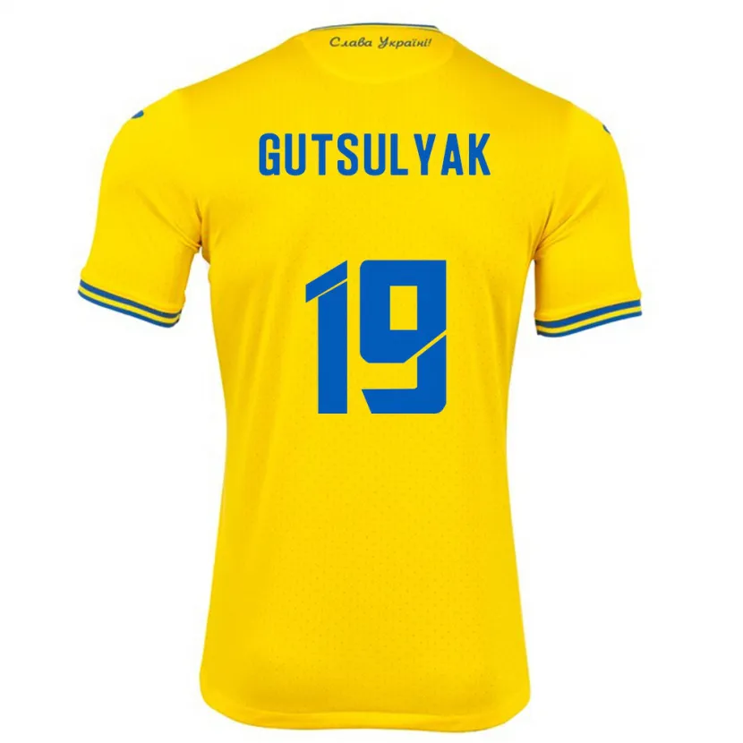 Danxen Kinder Ukraine Oleksiy Gutsulyak #19 Gelb Heimtrikot Trikot 24-26 T-Shirt Schweiz