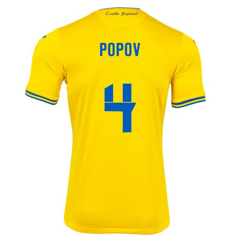 Danxen Kinder Ukraine Denys Popov #4 Gelb Heimtrikot Trikot 24-26 T-Shirt Schweiz