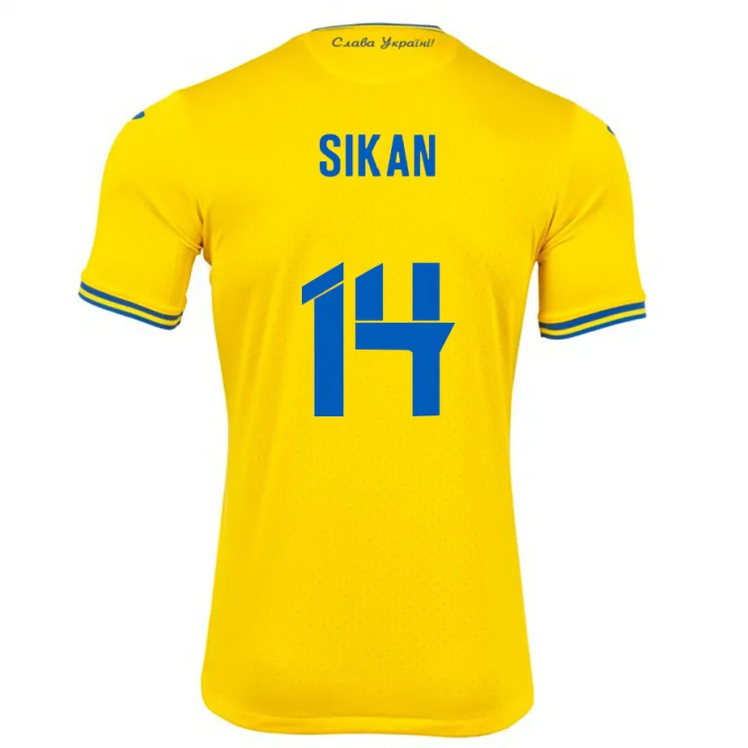Danxen Kinder Ukraine Danylo Sikan #14 Gelb Heimtrikot Trikot 24-26 T-Shirt Schweiz
