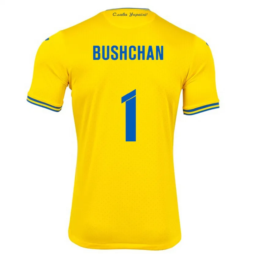 Danxen Kinder Ukraine Georgiy Bushchan #1 Gelb Heimtrikot Trikot 24-26 T-Shirt Schweiz