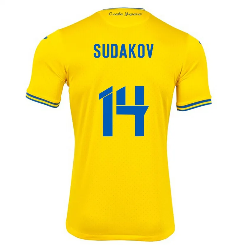 Danxen Kinder Ukraine Georgiy Sudakov #14 Gelb Heimtrikot Trikot 24-26 T-Shirt Schweiz