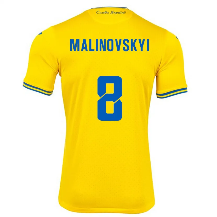 Danxen Kinder Ukraine Ruslan Malinovskyi #8 Gelb Heimtrikot Trikot 24-26 T-Shirt Schweiz