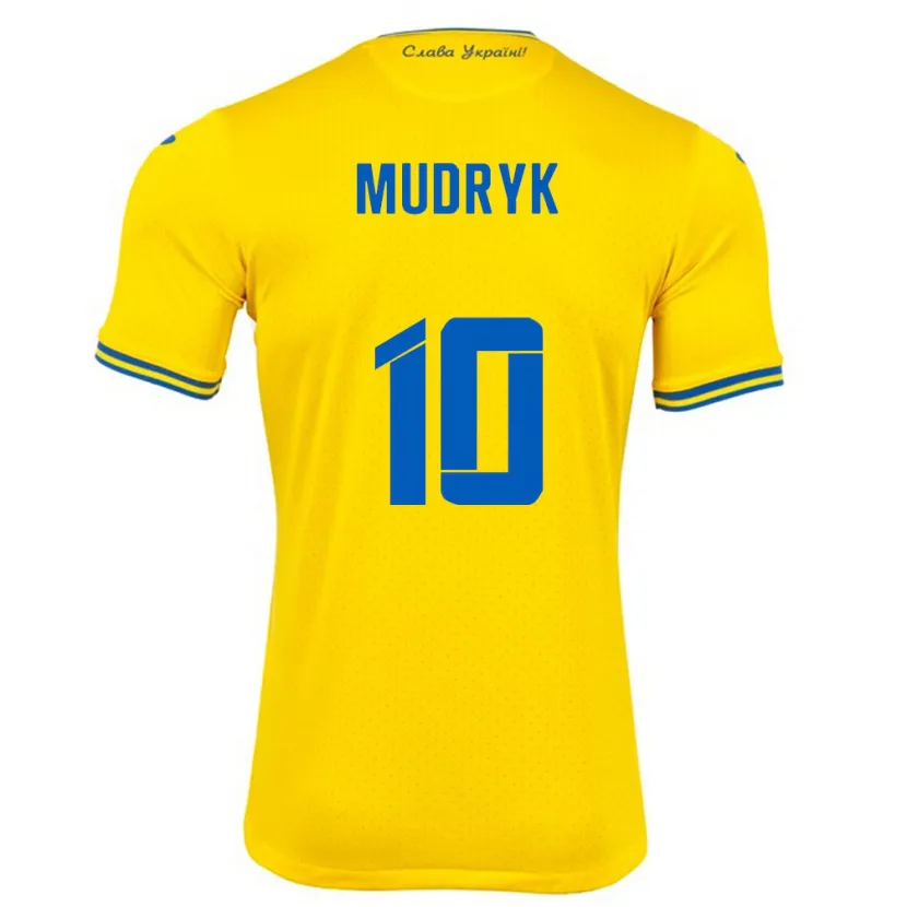 Danxen Kinder Ukraine Mykhaylo Mudryk #10 Gelb Heimtrikot Trikot 24-26 T-Shirt Schweiz