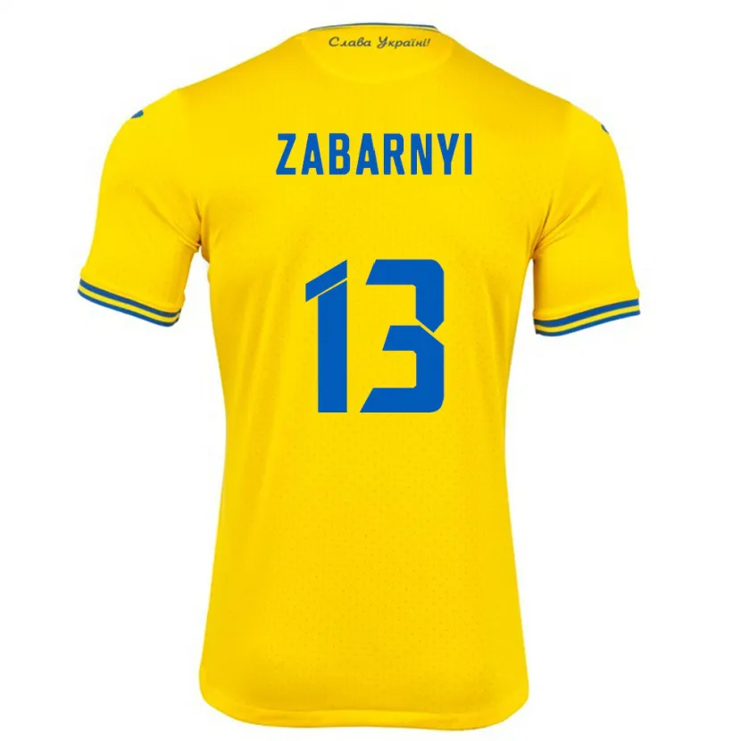 Danxen Kinder Ukraine Ilya Zabarnyi #13 Gelb Heimtrikot Trikot 24-26 T-Shirt Schweiz